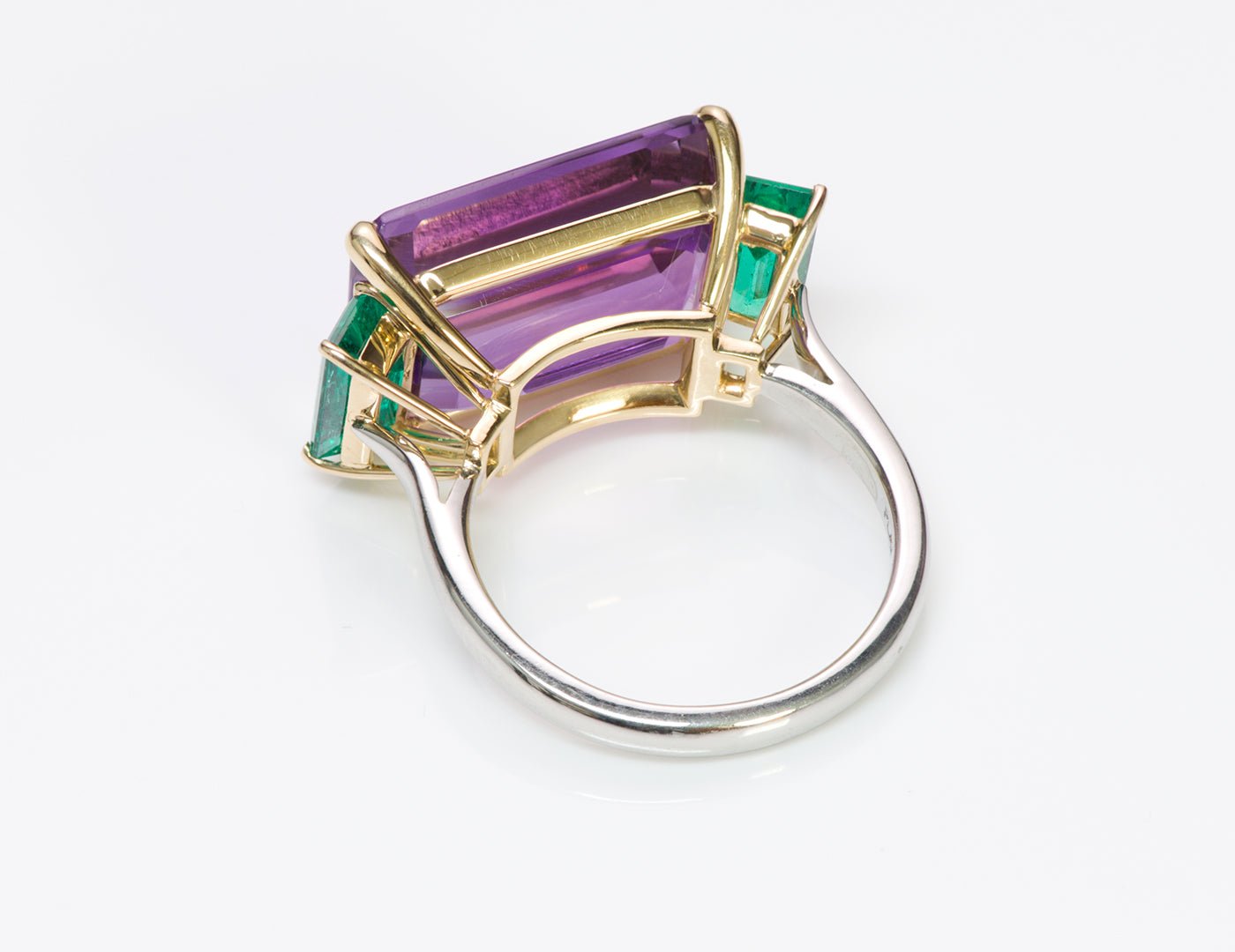 Amethyst Emerald Platinum Ring
