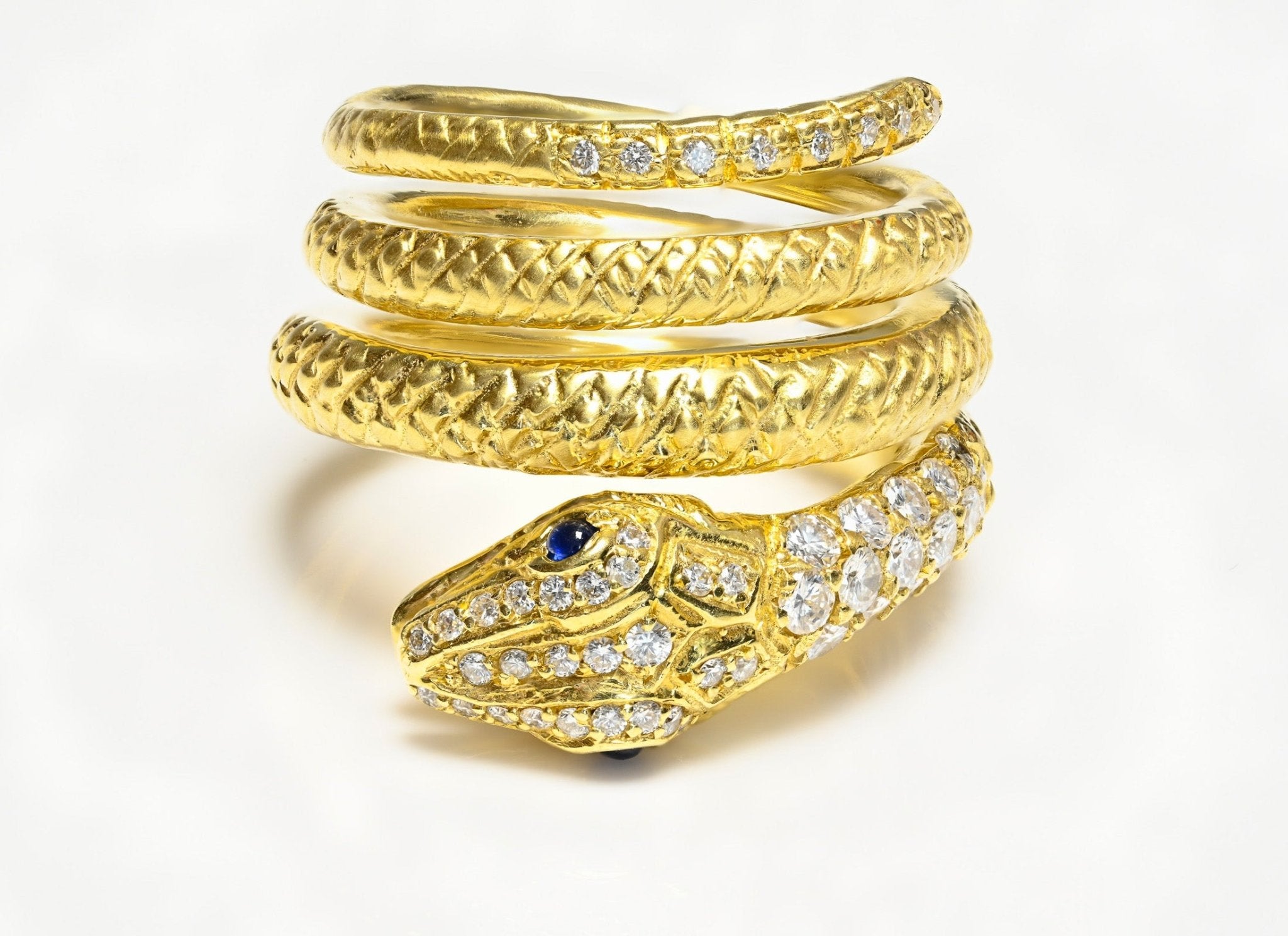 Amy Y 18K Yellow Gold Diamond Snake Ring