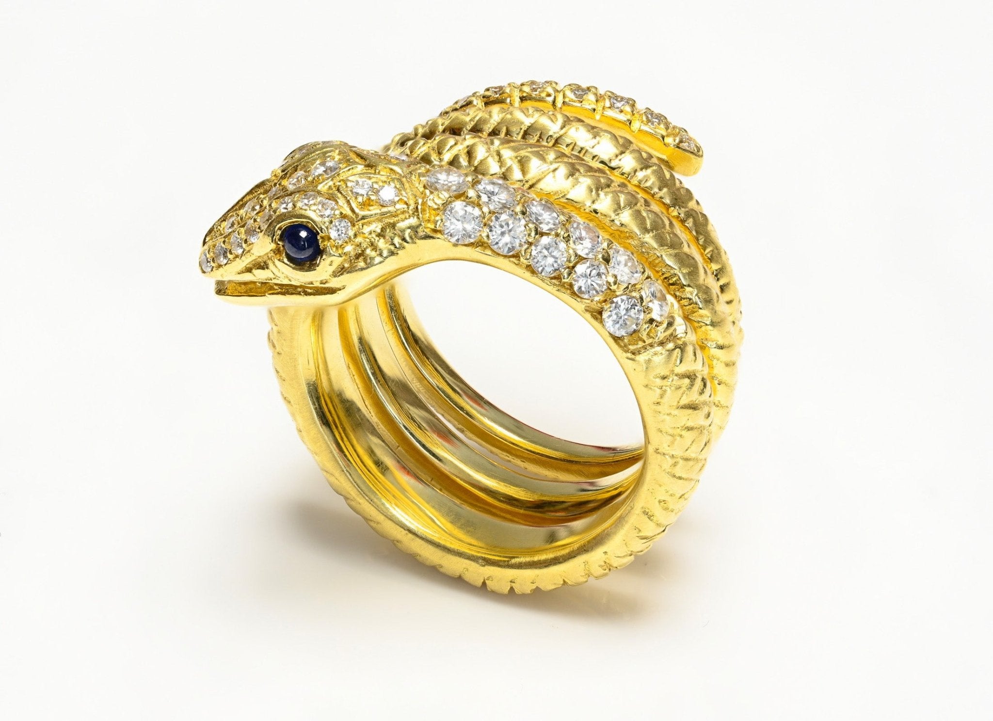 Amy Y 18K Yellow Gold Diamond Snake Ring