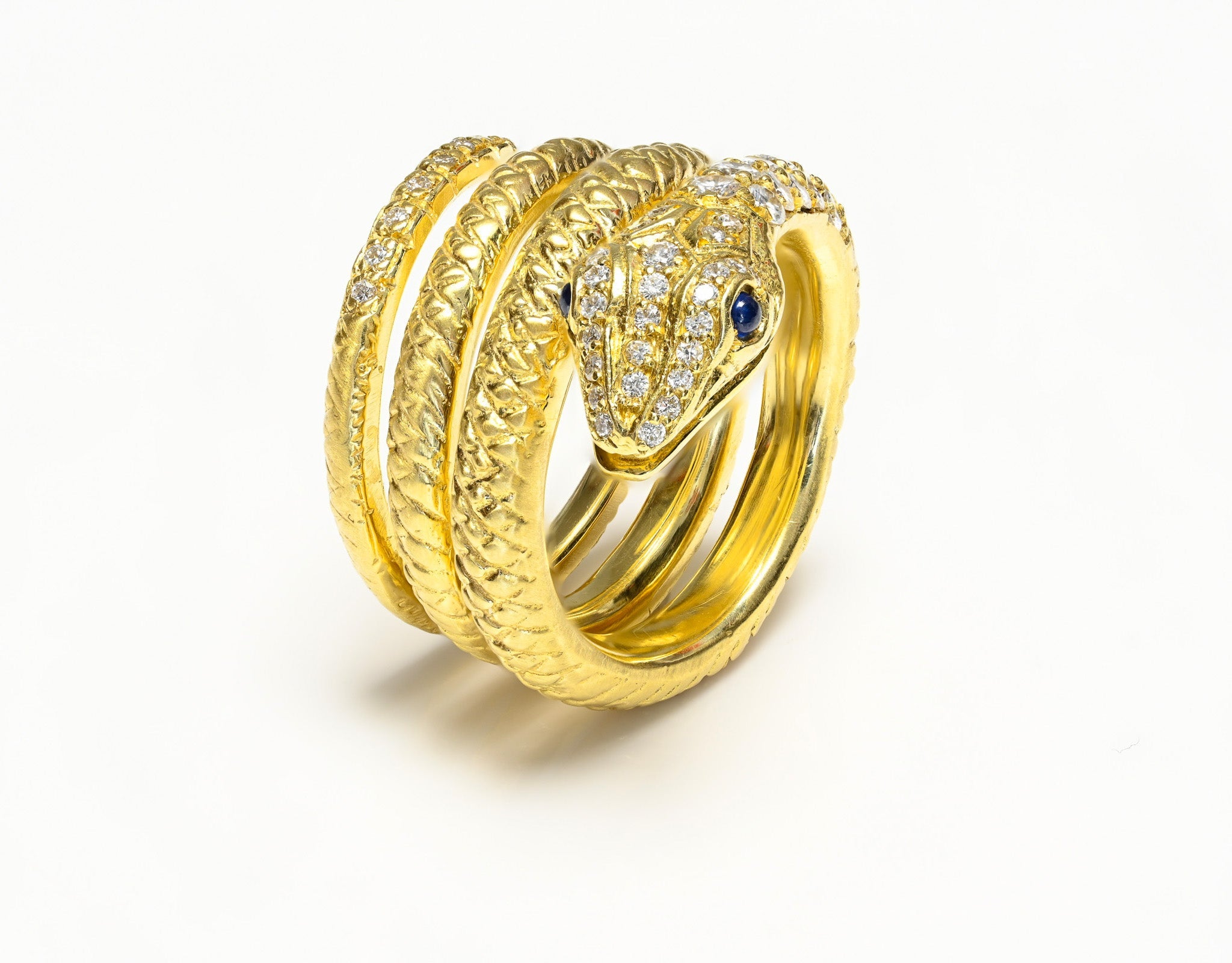 Amy Y 18K Yellow Gold Diamond Snake Ring - DSF Antique Jewelry