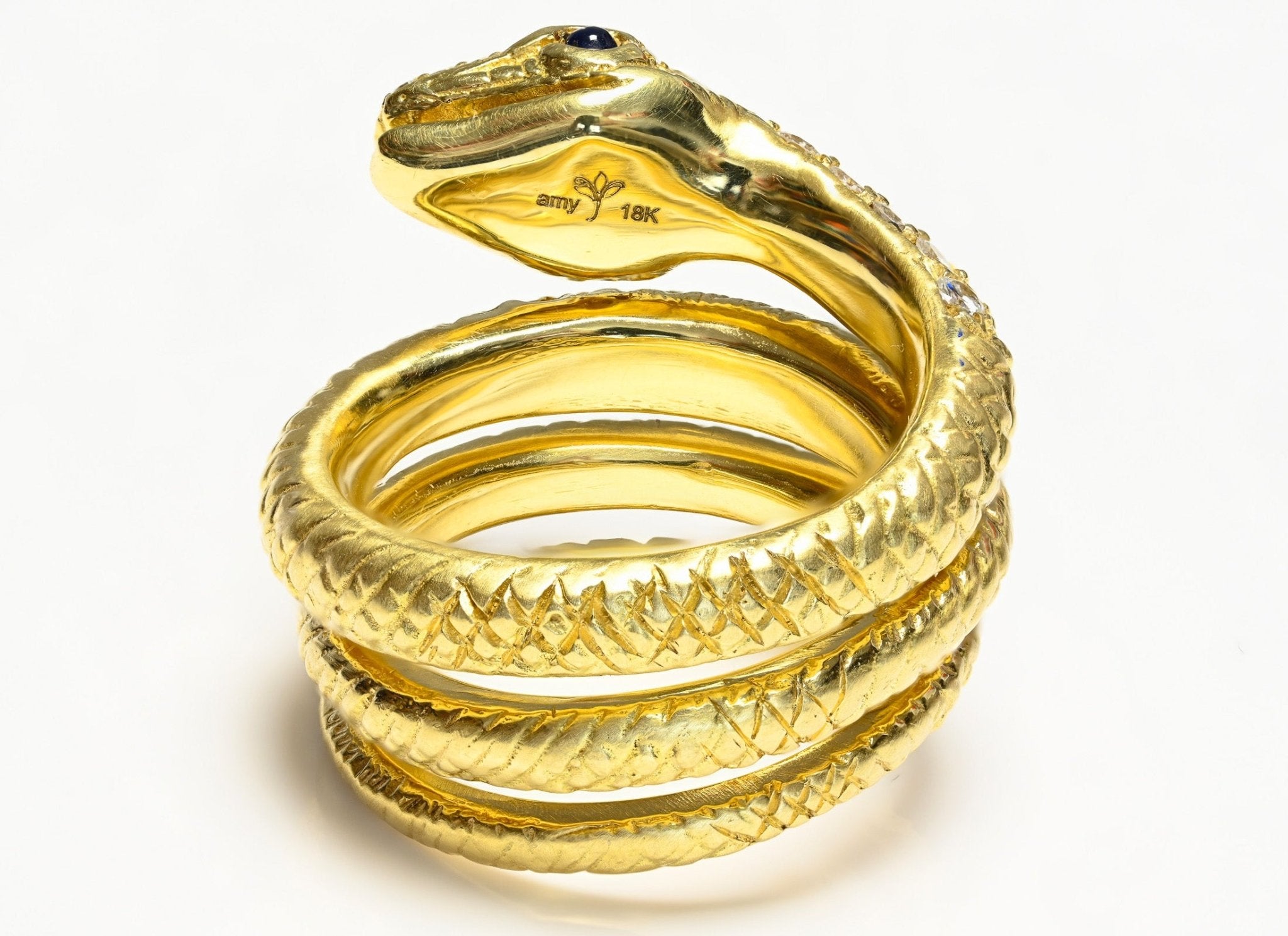 Amy Y 18K Yellow Gold Diamond Snake Ring