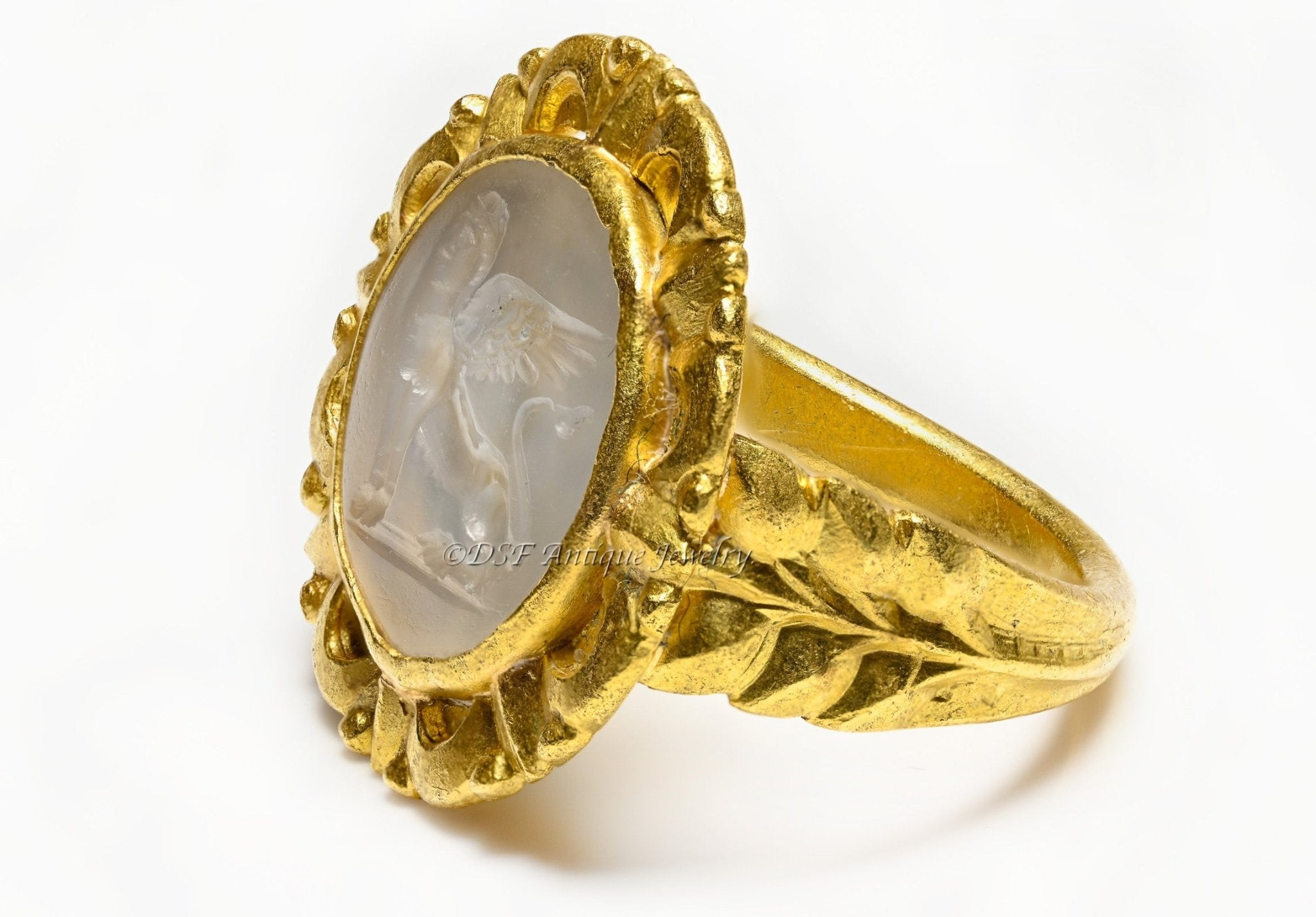 Ancient 1st Century Roman Intaglio Gold Men’s Ring - DSF Antique Jewelry