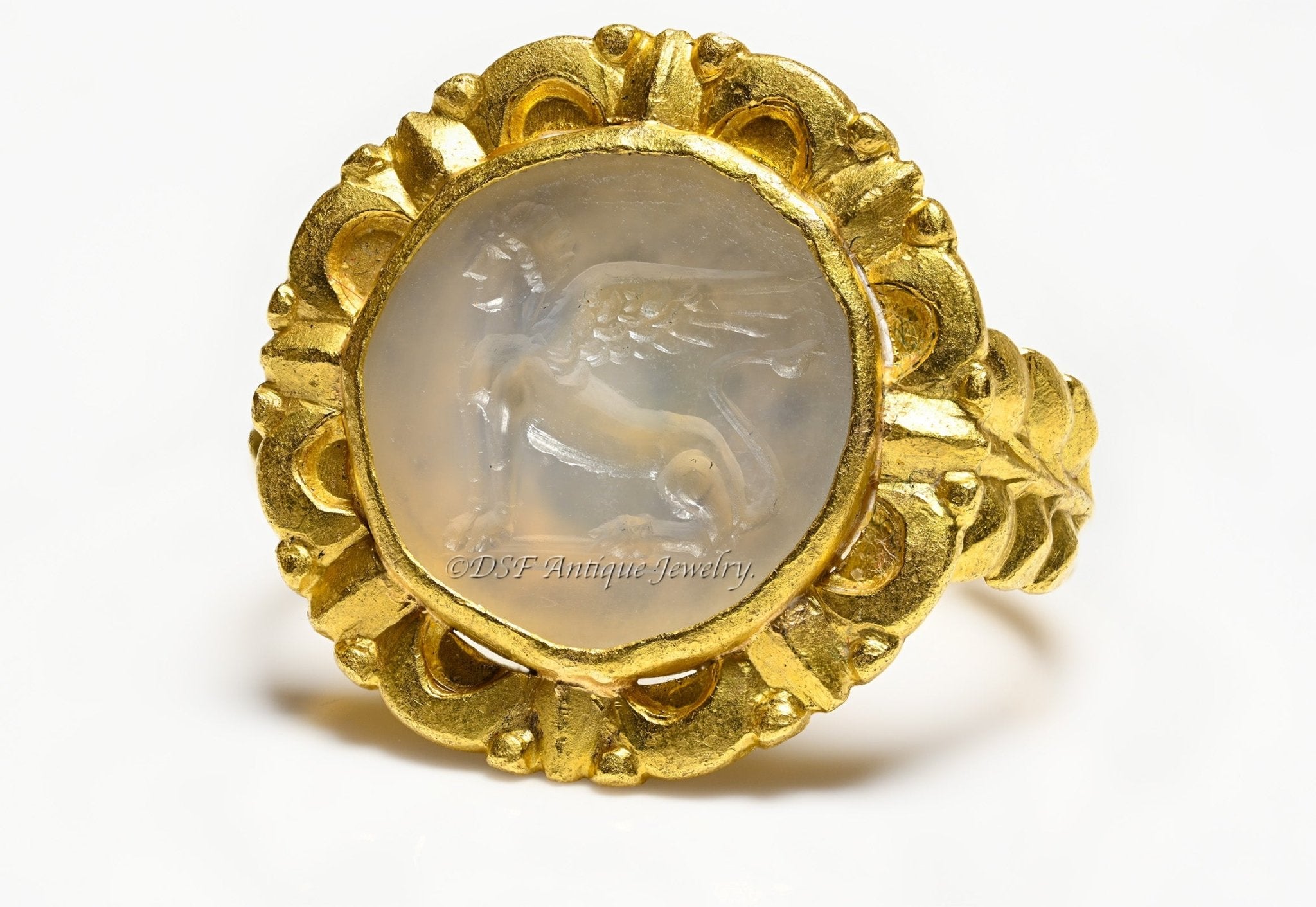 Ancient 1st Century Roman Intaglio Gold Men’s Ring - DSF Antique Jewelry