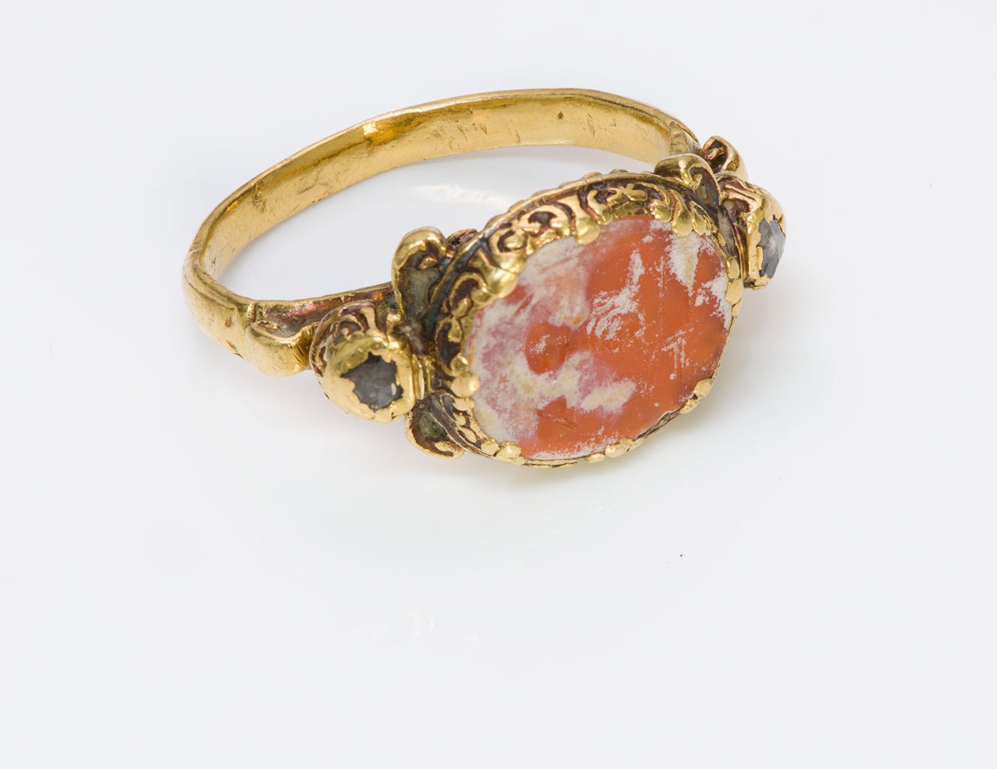 Ancient Agate Intaglio & Antique Gold & Diamond Ring