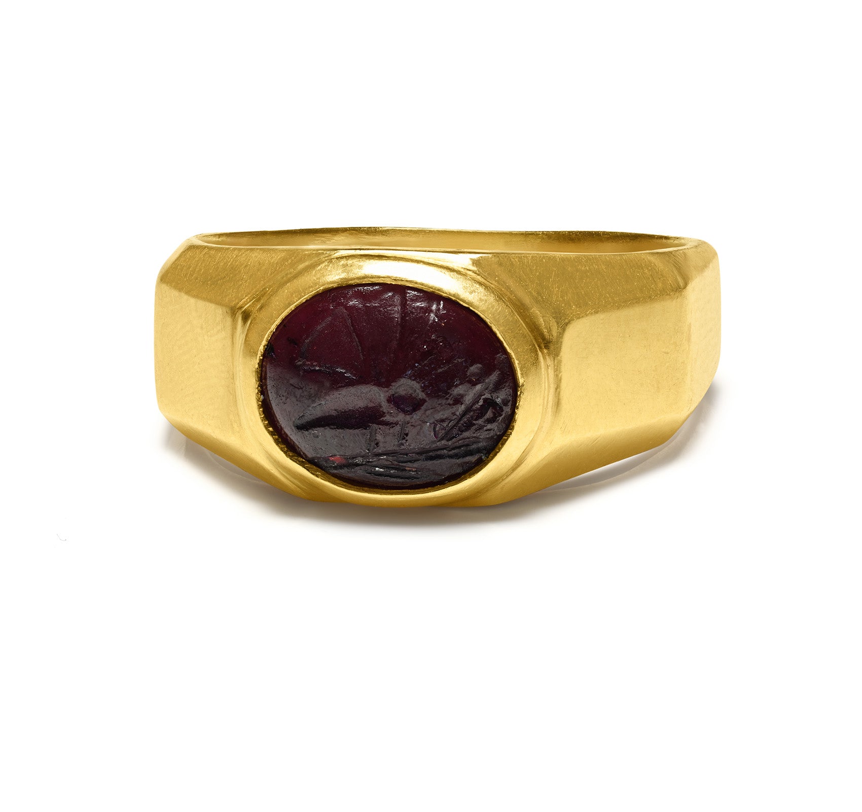 Ancient Garnet Intaglio Antique 18K Gold Men’s Ring