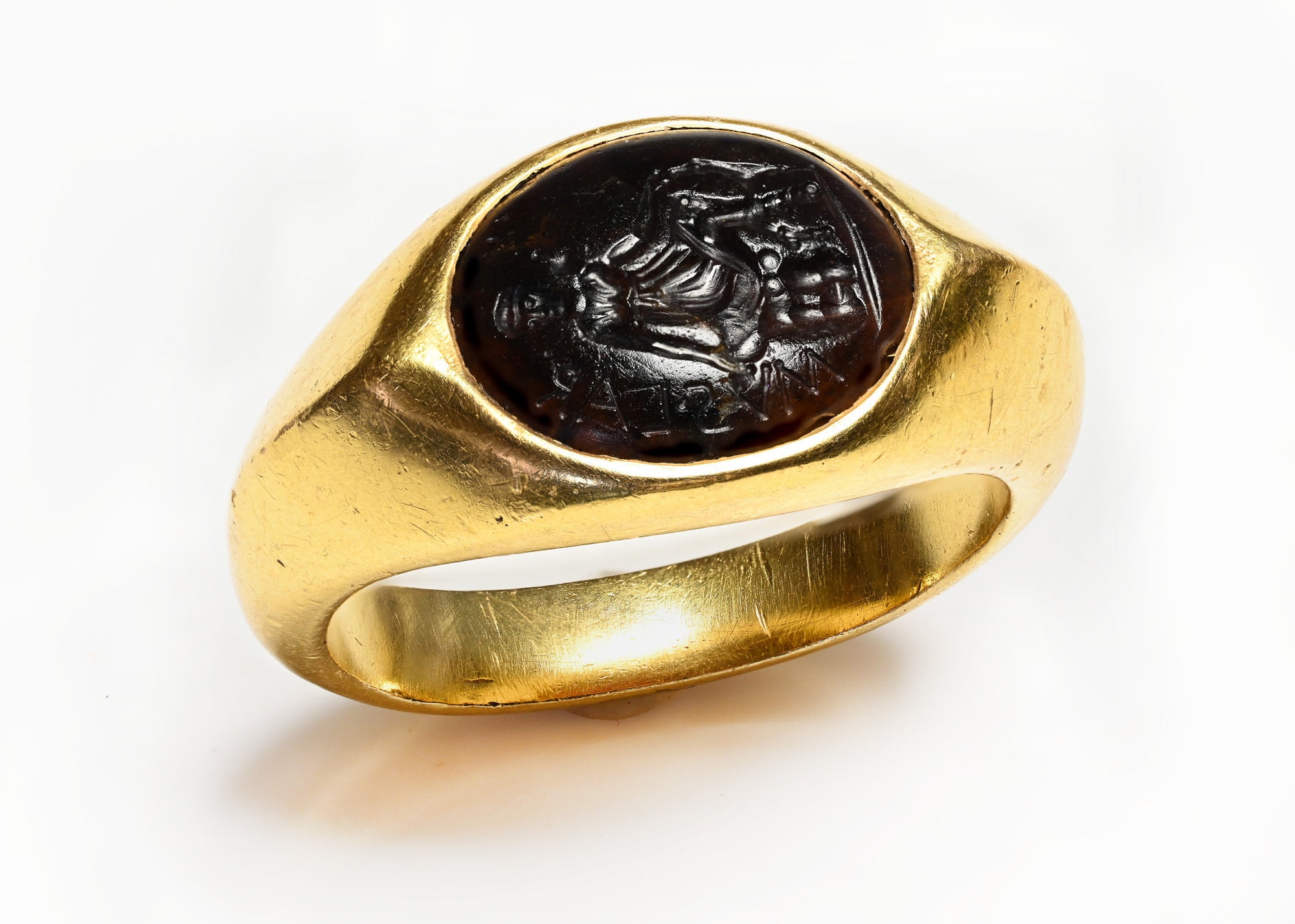 Rare Ancient Roman Intaglio Gold Men's Ring