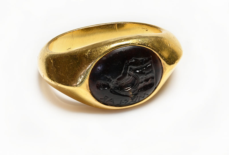 Rare Ancient Roman Intaglio Gold Men's Ring