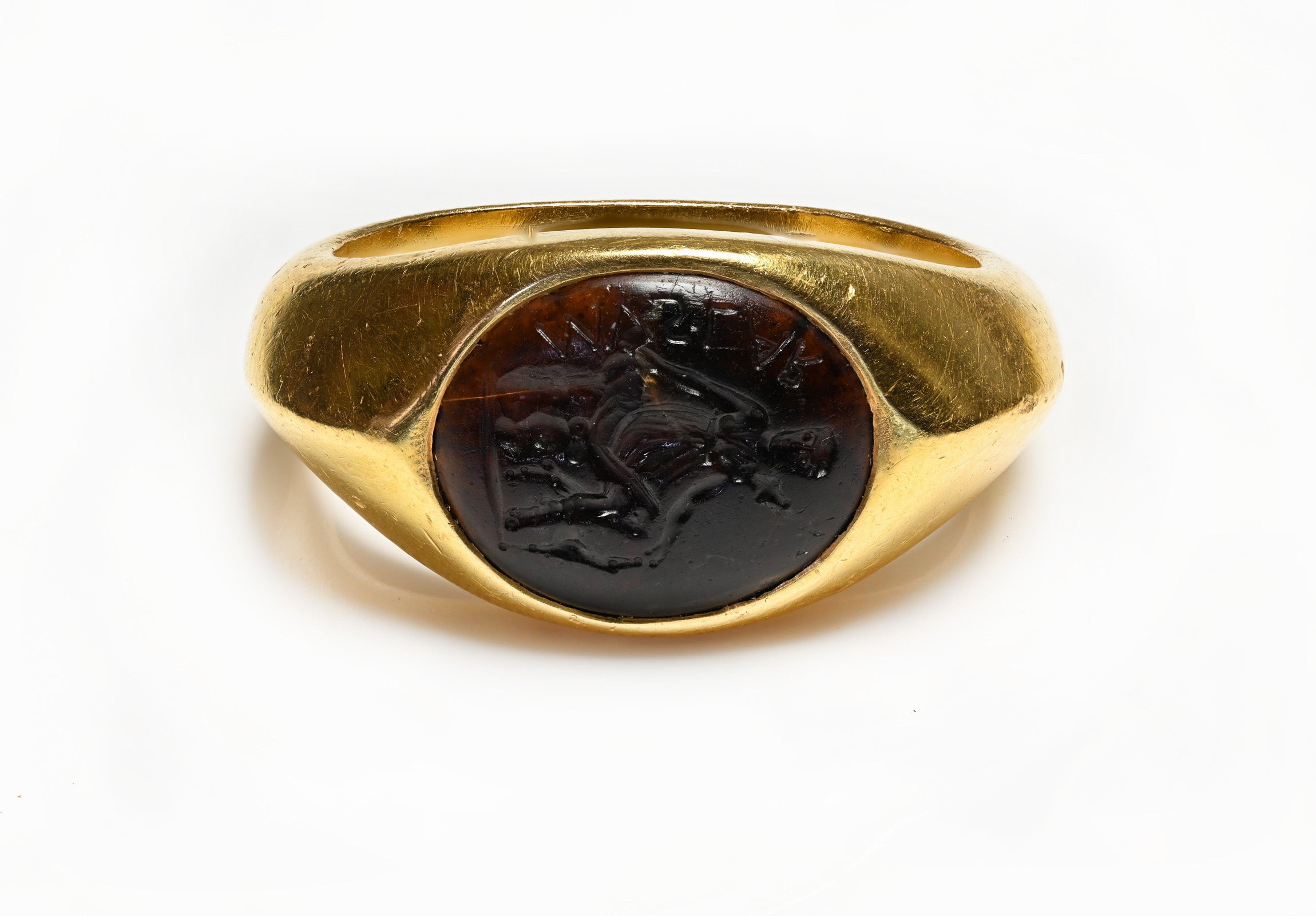 Ancient Intaglio Gold Men's Roman Ring
