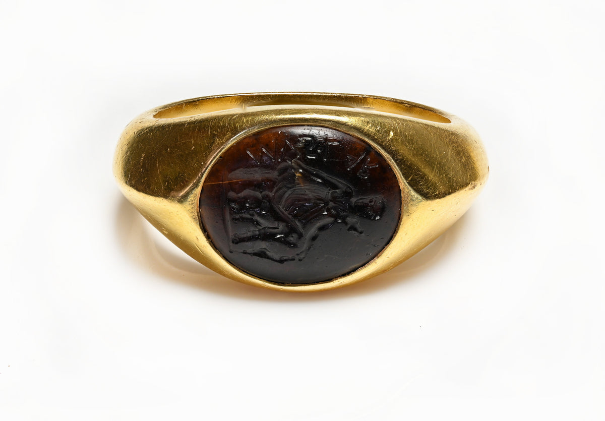 Rare Ancient Roman Intaglio Gold Men's Ring