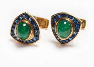 Andreoli 18K Gold Emerald Sapphire Cufflinks