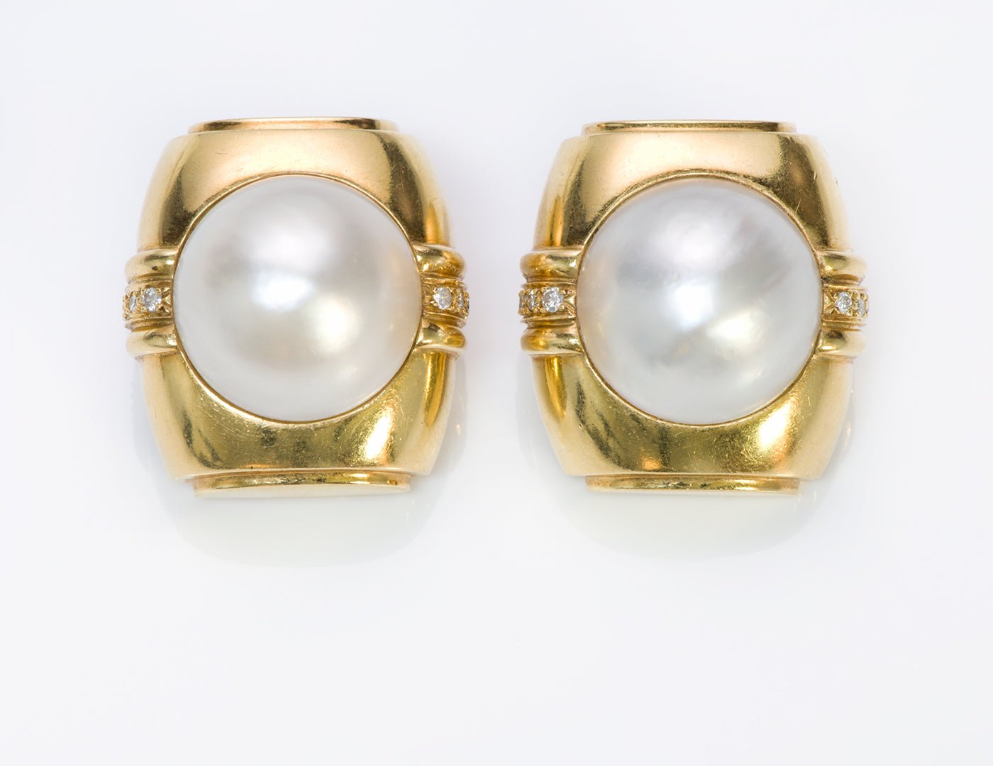 Andrew Clunn 18K Gold Pearl & Diamond Earrings