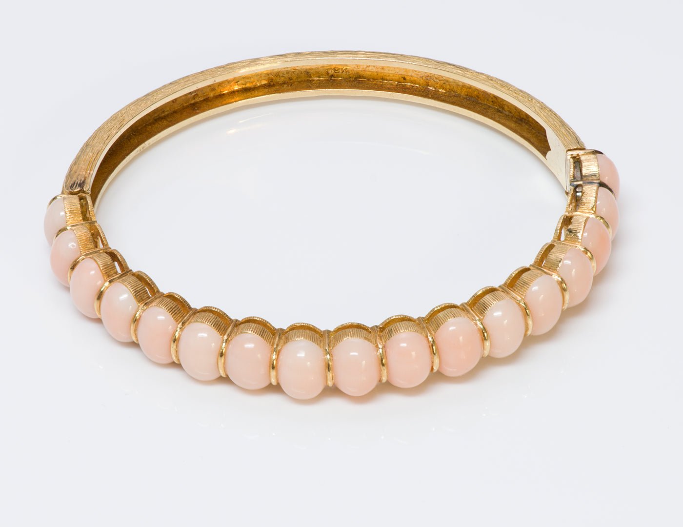 Angel Skin Coral 18K Gold Bangle Bracelet
