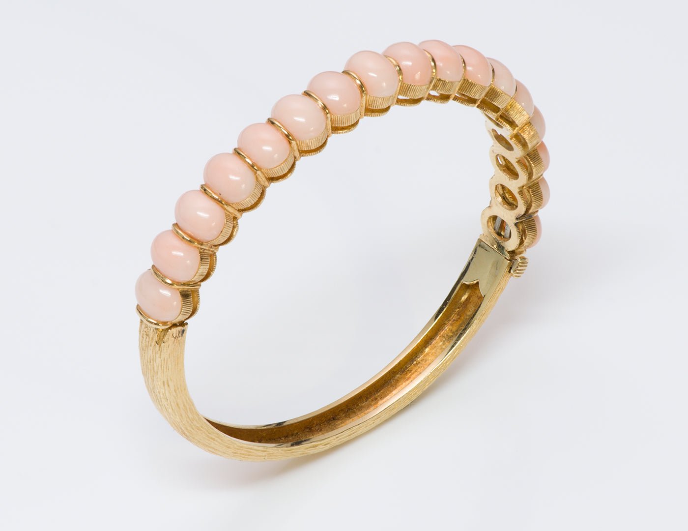 Angel Skin Coral 18K Gold Bangle Bracelet