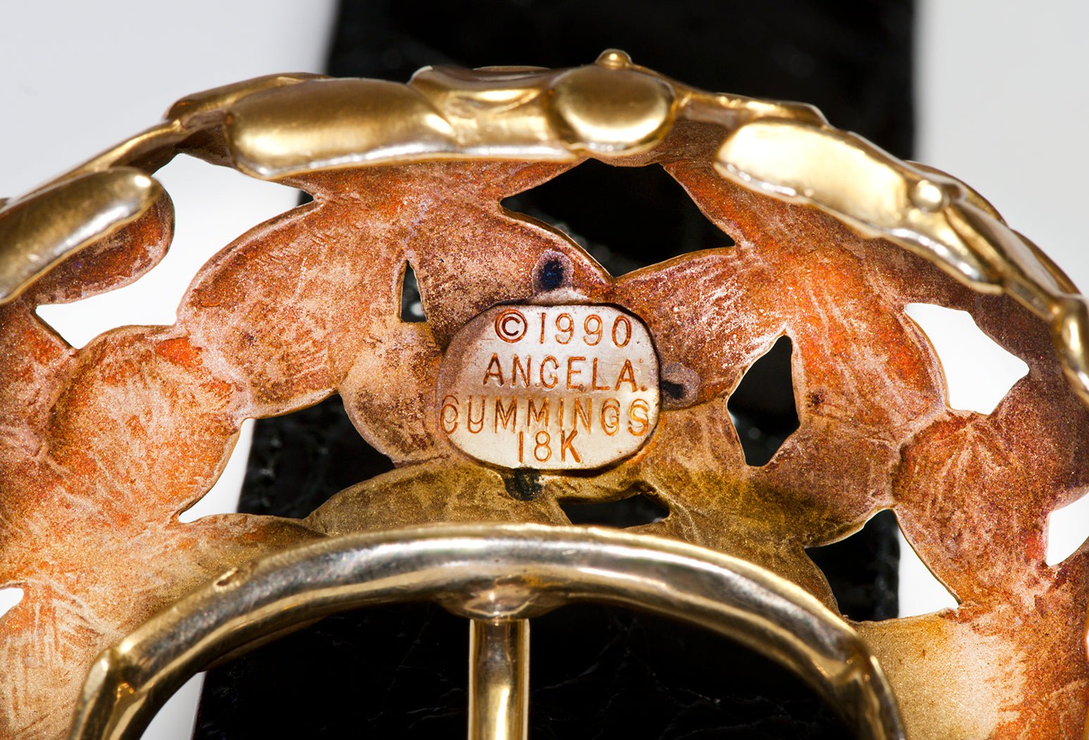 Angela Cummings 18K Gold Floral Buckle Alligator Belt
