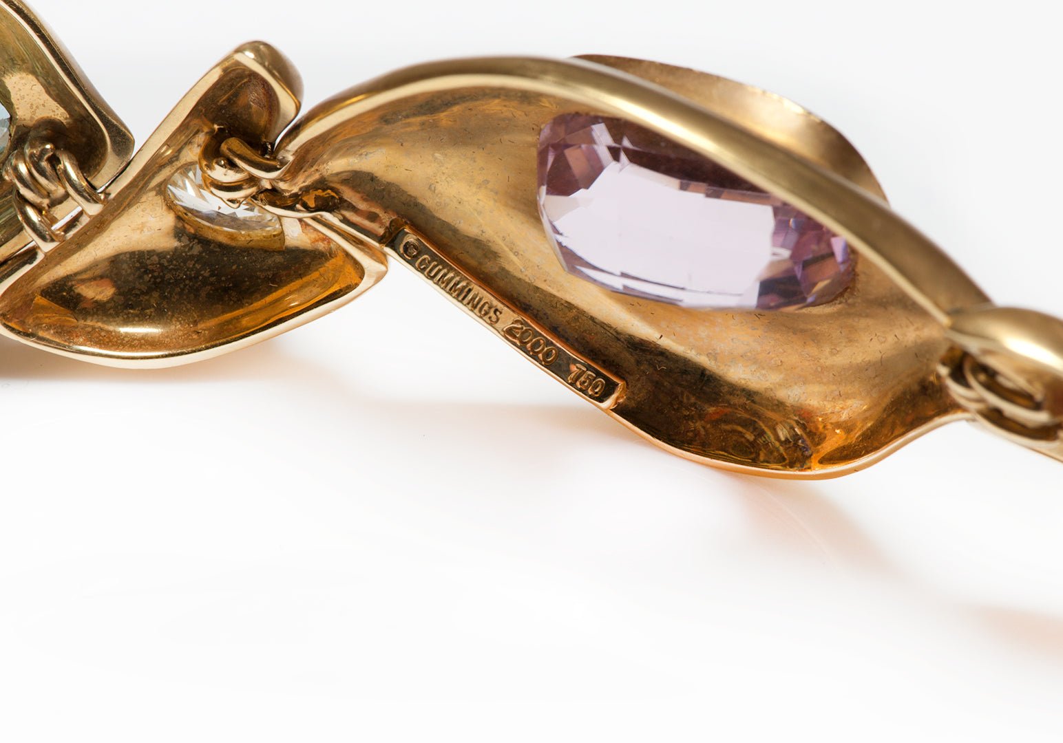 Angela Cummings 18K Gold Multi-Gem Set Link Bracelet - DSF Antique Jewelry