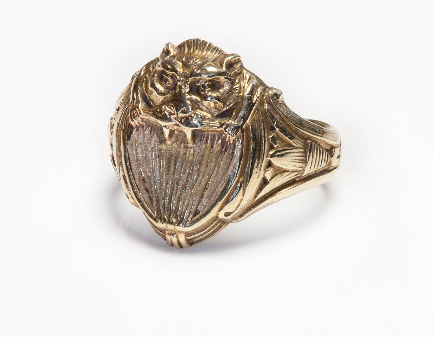 Antique 10K Gold Mythological Creature Men's Ring - DSF Antique Jewelry