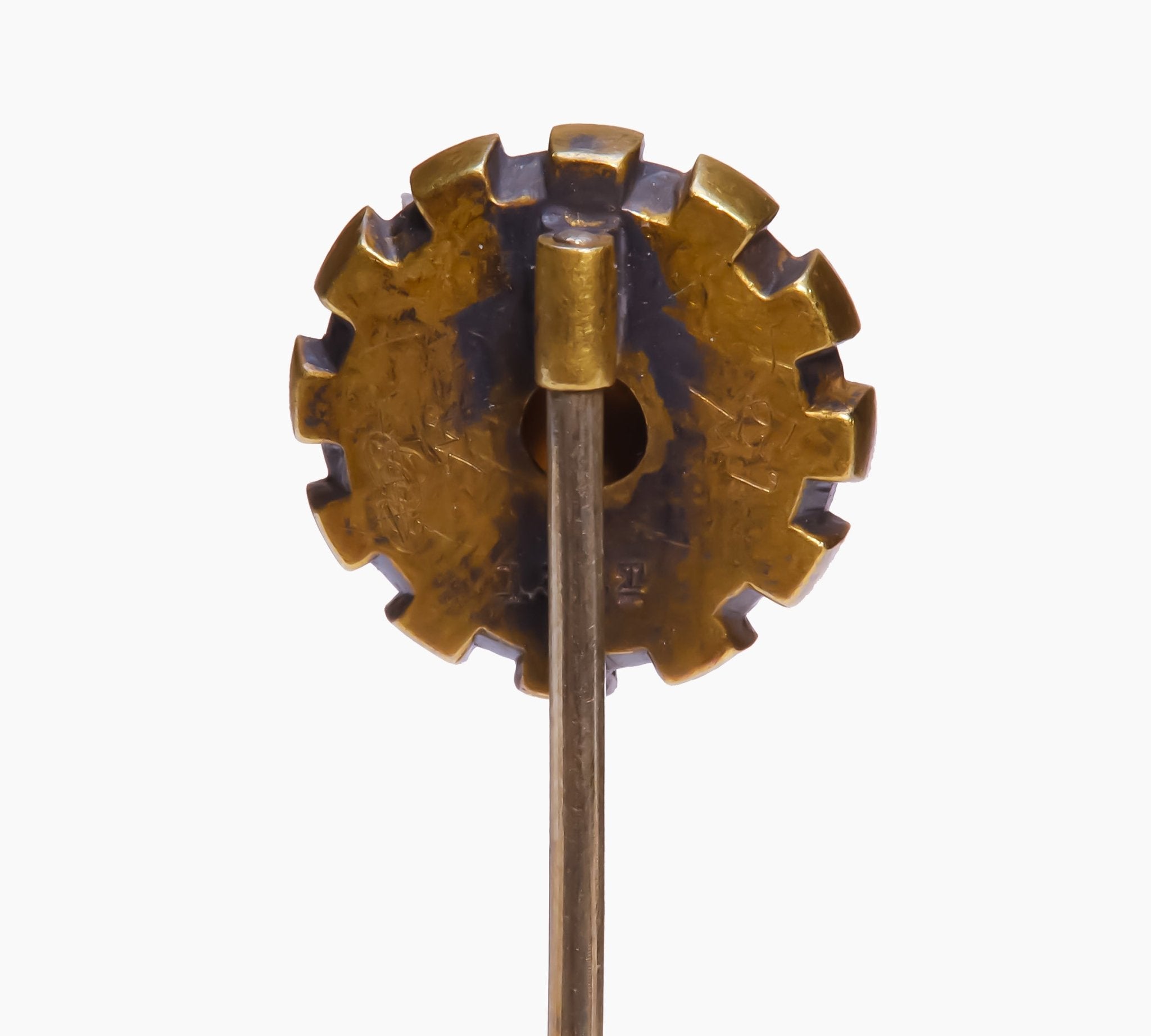 Antique 15K Gold Disc Horseshoe Stick Pin