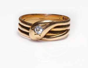 Antique Victorian 18K Gold Diamond Snake Men’s Ring