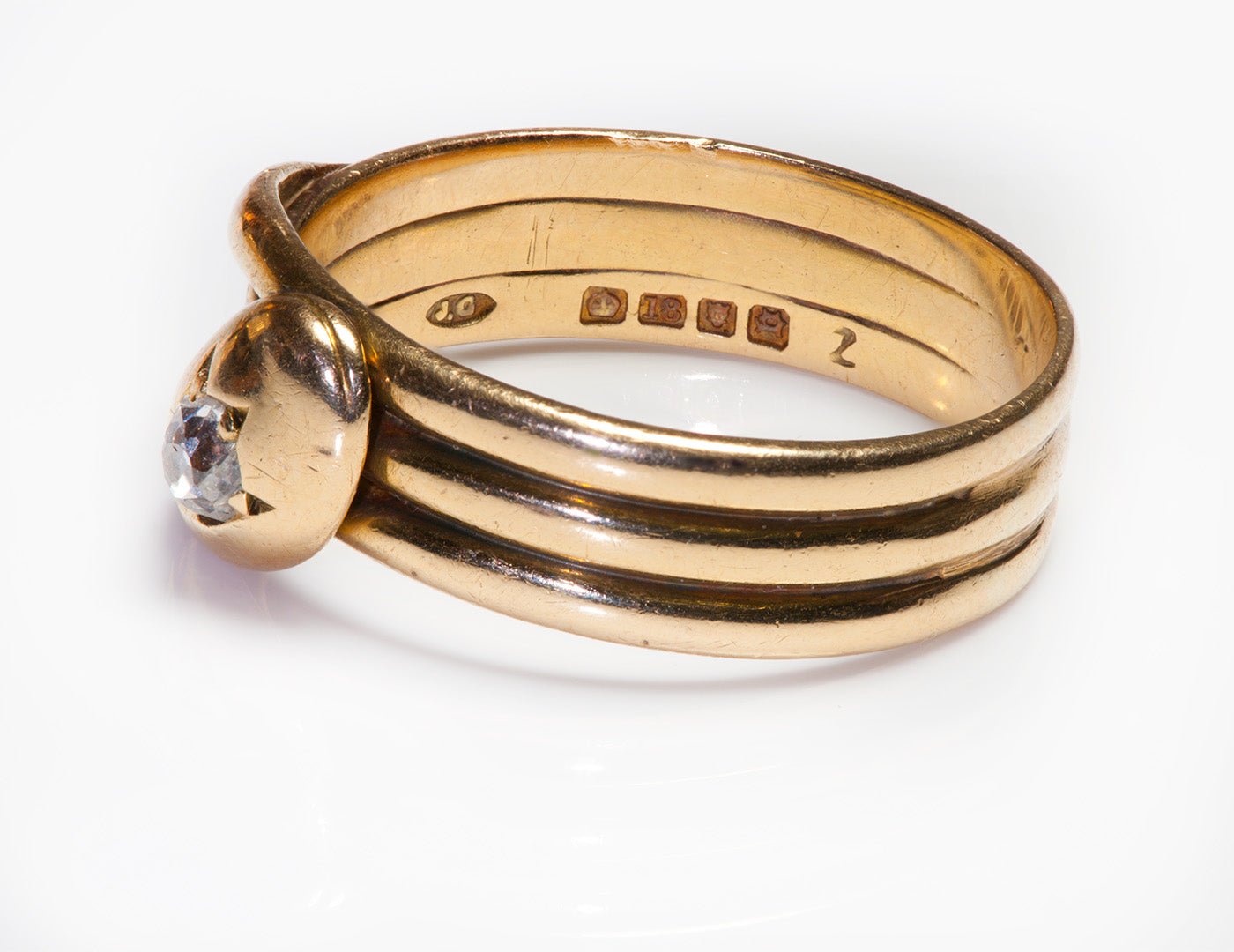 Antique 18K Gold Diamond Snake Men’s Ring - DSF Antique Jewelry