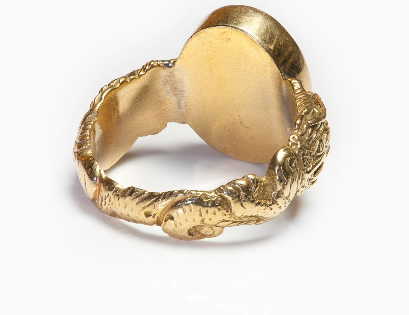 Antique 18K Gold Dragon Jade Men's Ring - DSF Antique Jewelry