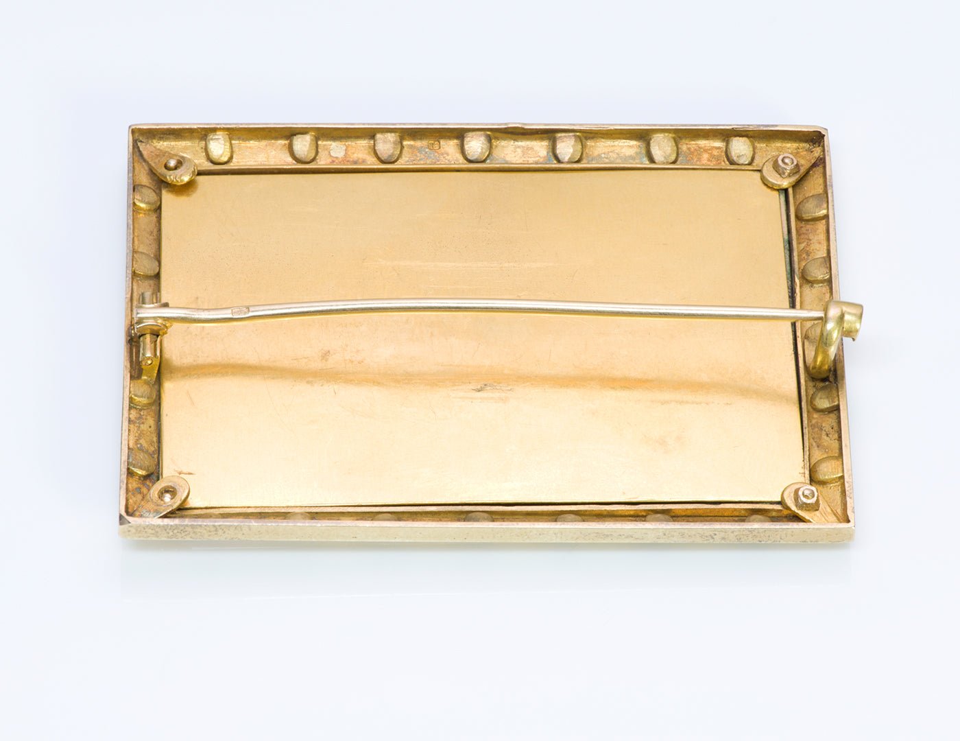 Antique 18K Gold Enamel Diamond Brooch Painting - DSF Antique Jewelry