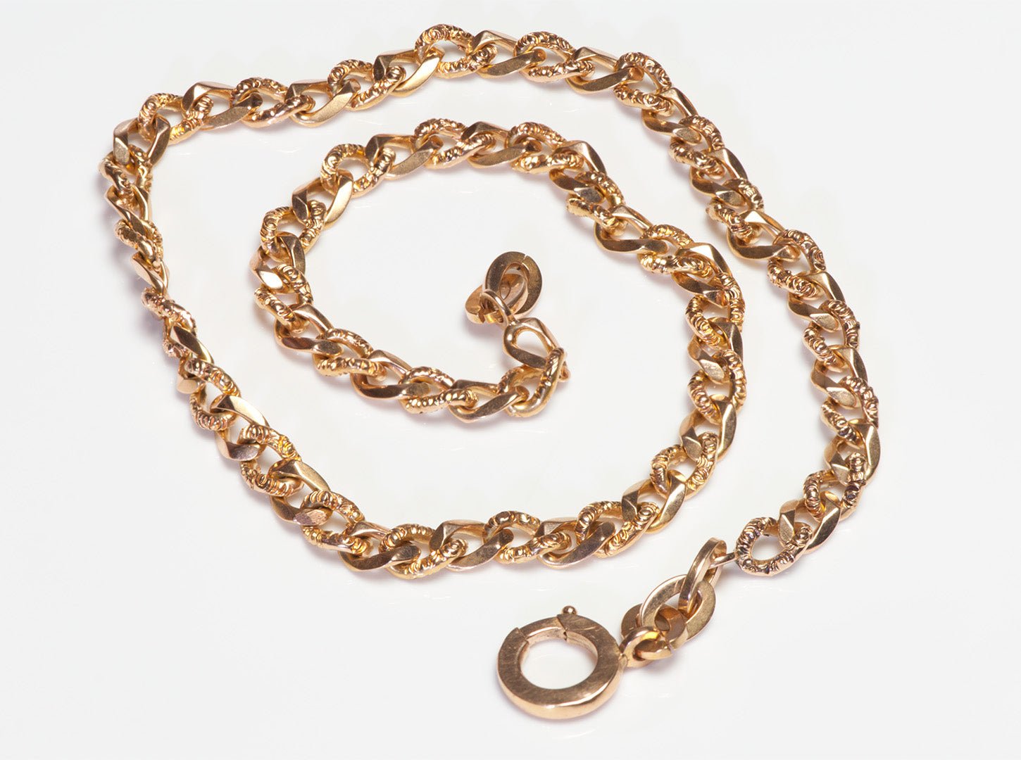 Antique 18K Gold Fancy Link Watch Chain