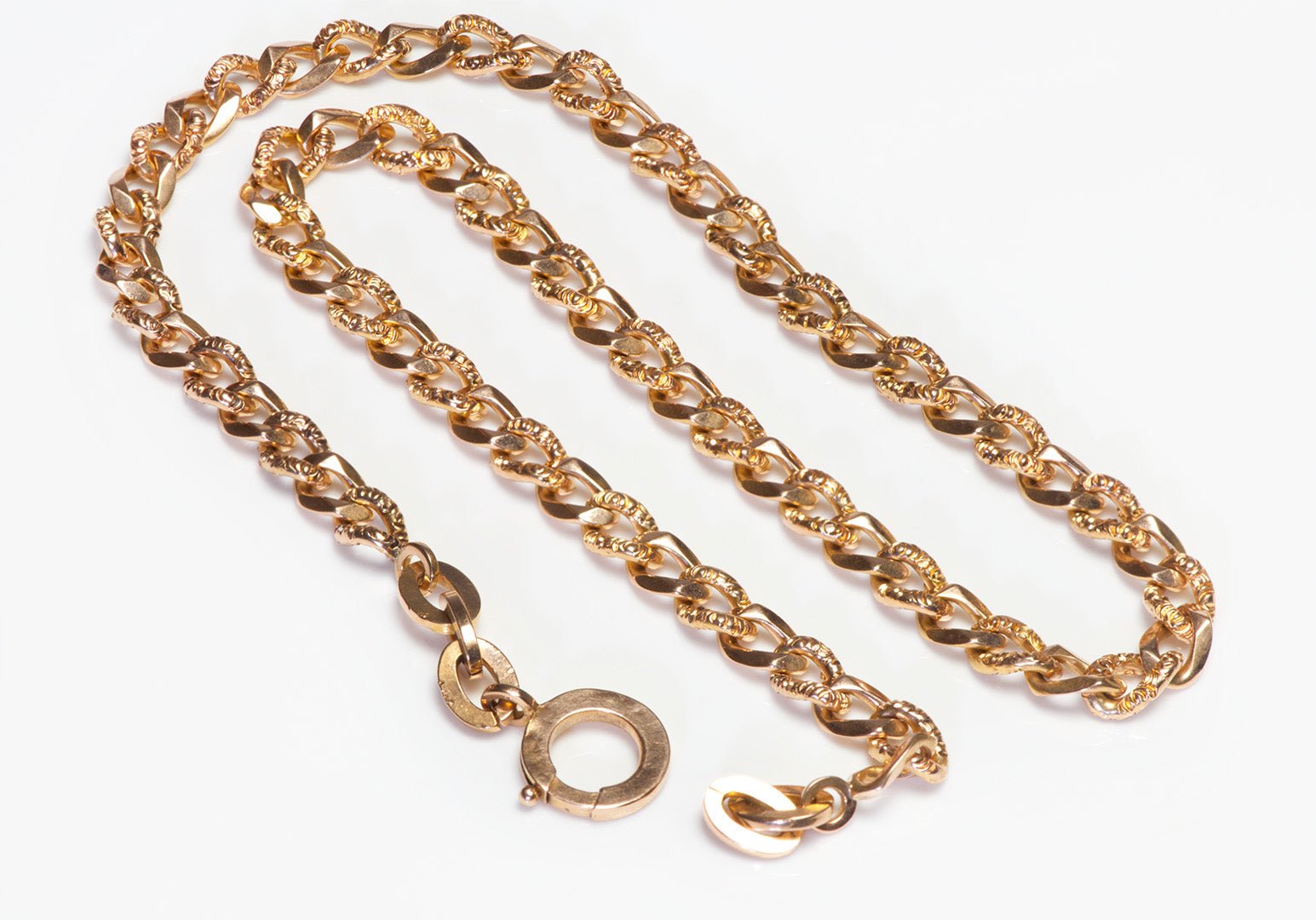 Antique 18K Gold Fancy Link Watch Chain - DSF Antique Jewelry
