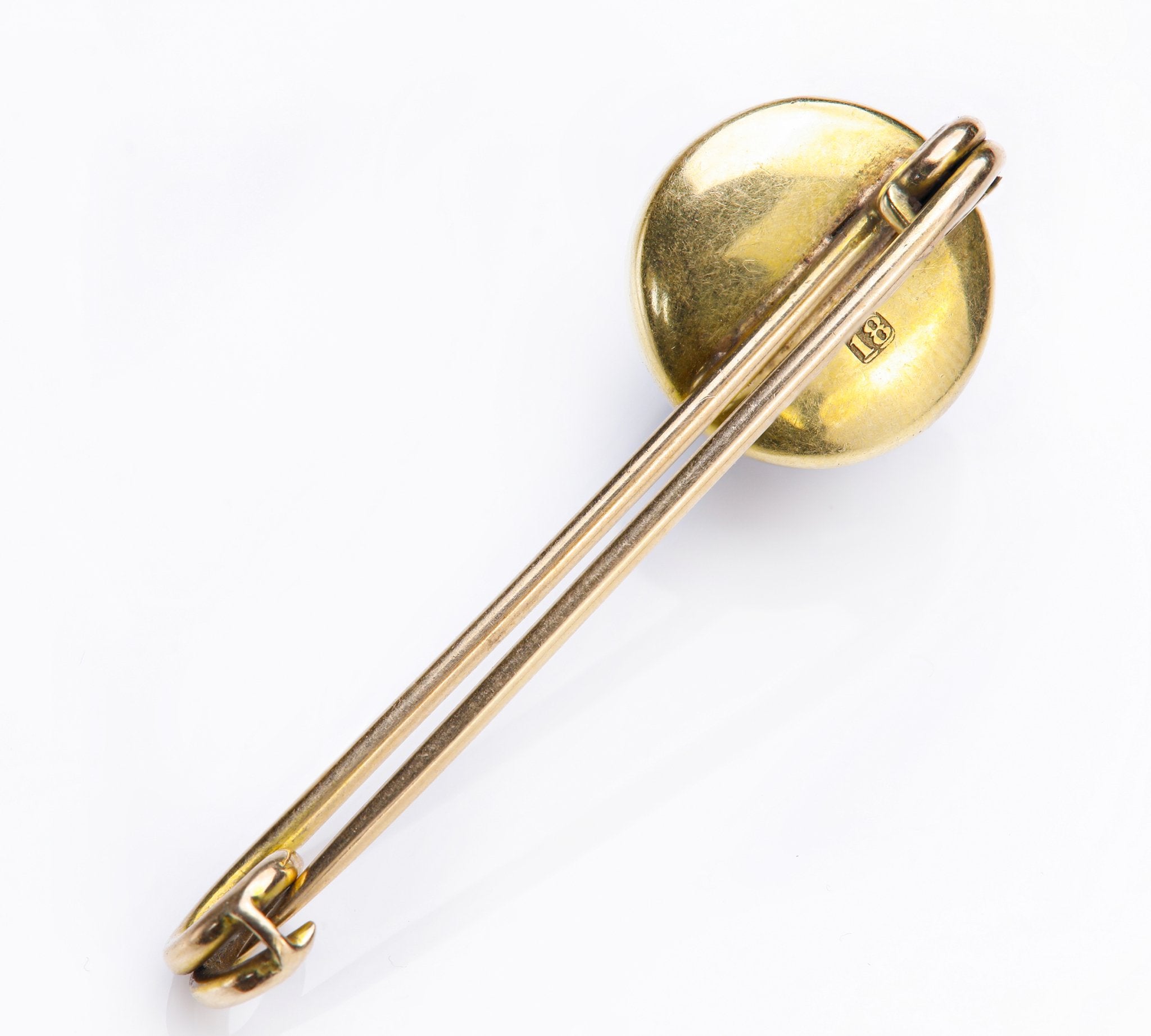 Antique 18K Gold Reverse Crystal Dog Scarf Pin