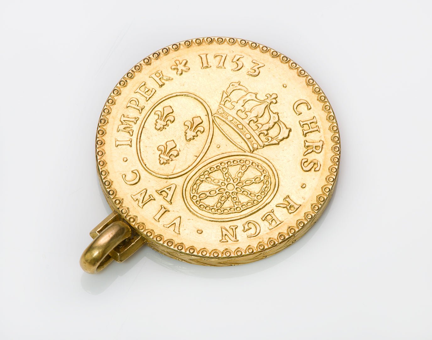 Antique 18K Yellow Gold Coin Pendant Locket Fob