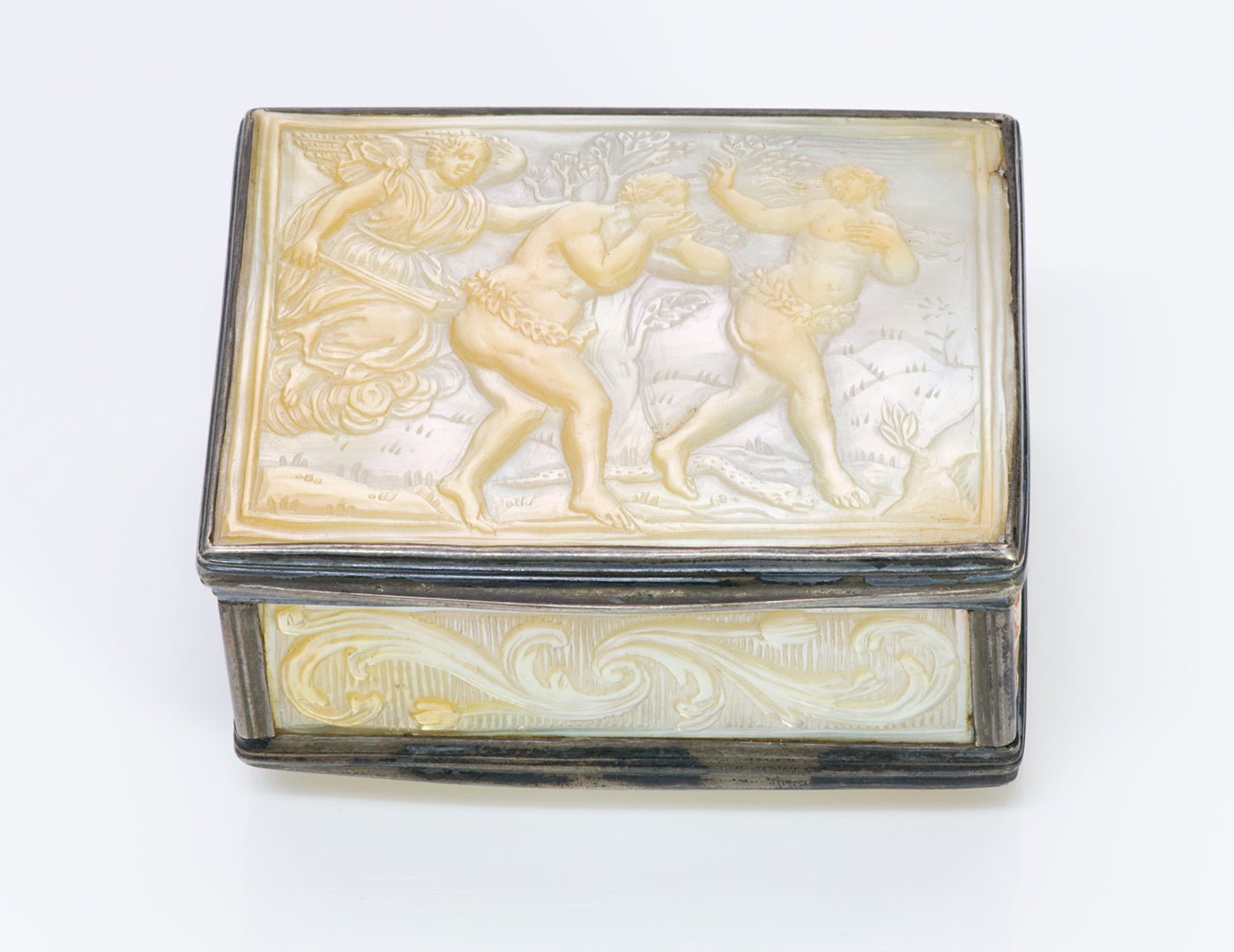 Antique 18th Century Mother of Pearl Silver Box