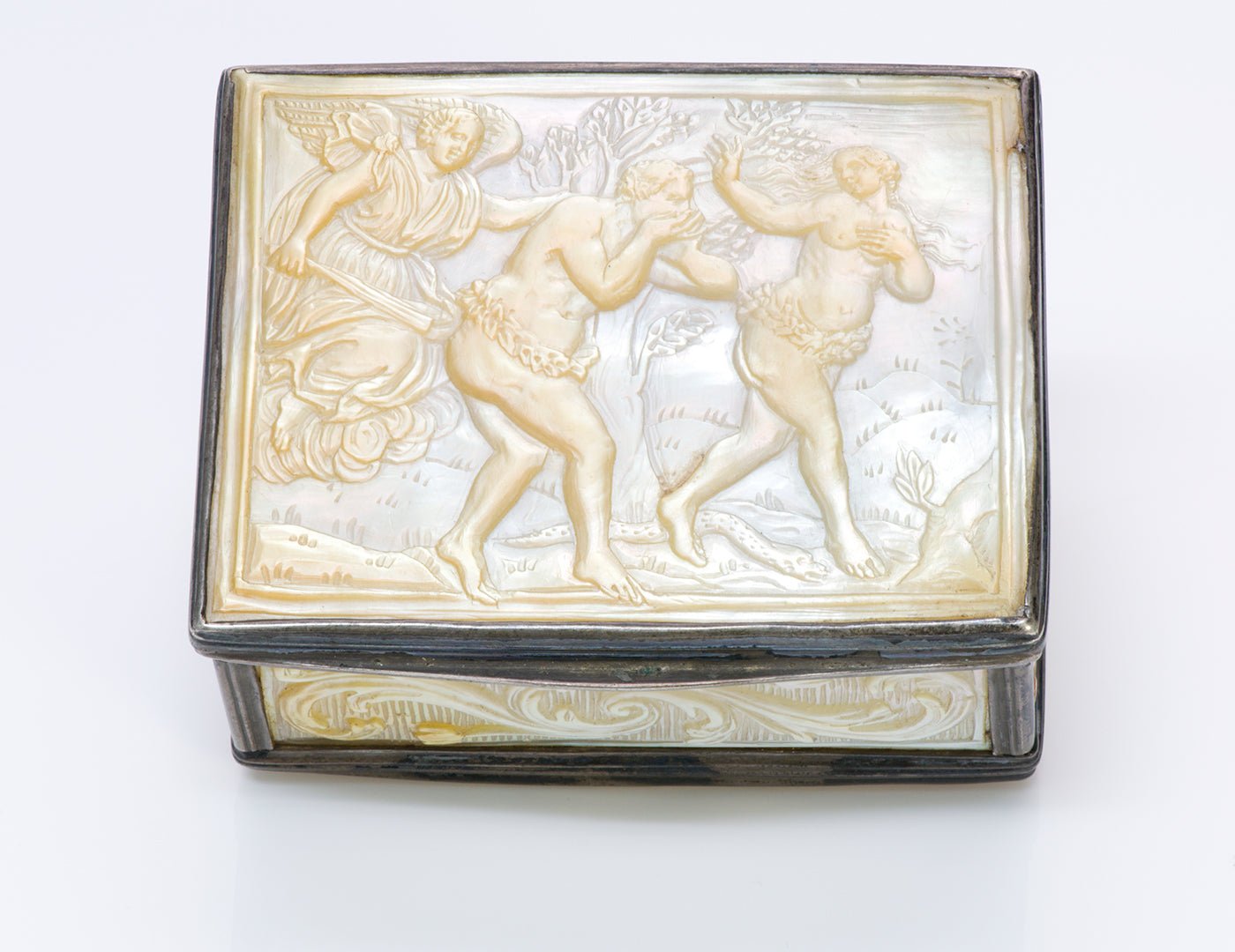 Antique 18th Century Mother of Pearl Silver Box
