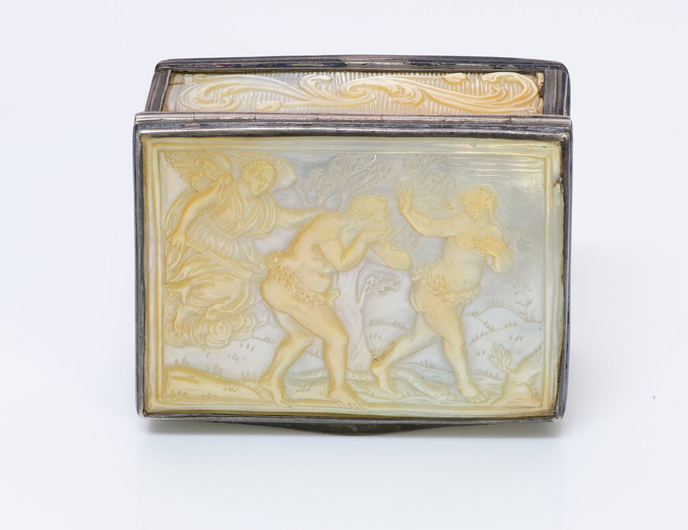 Antique 18th Century Mother of Pearl Silver Box