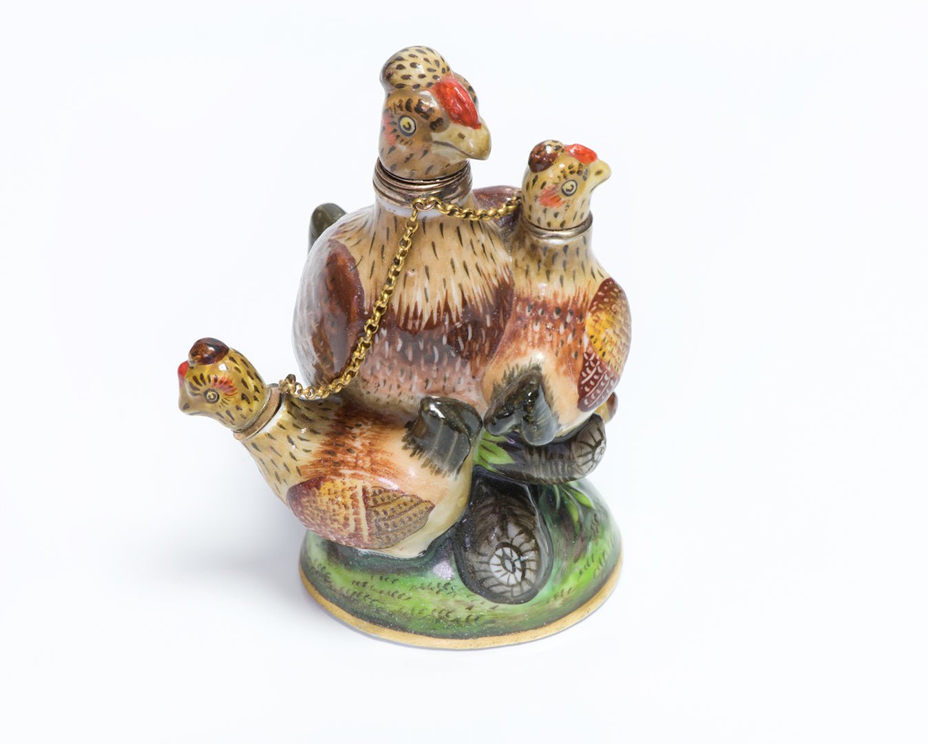 Antique 18th Century Porcelain Figural Bird Multi Scent Bottle