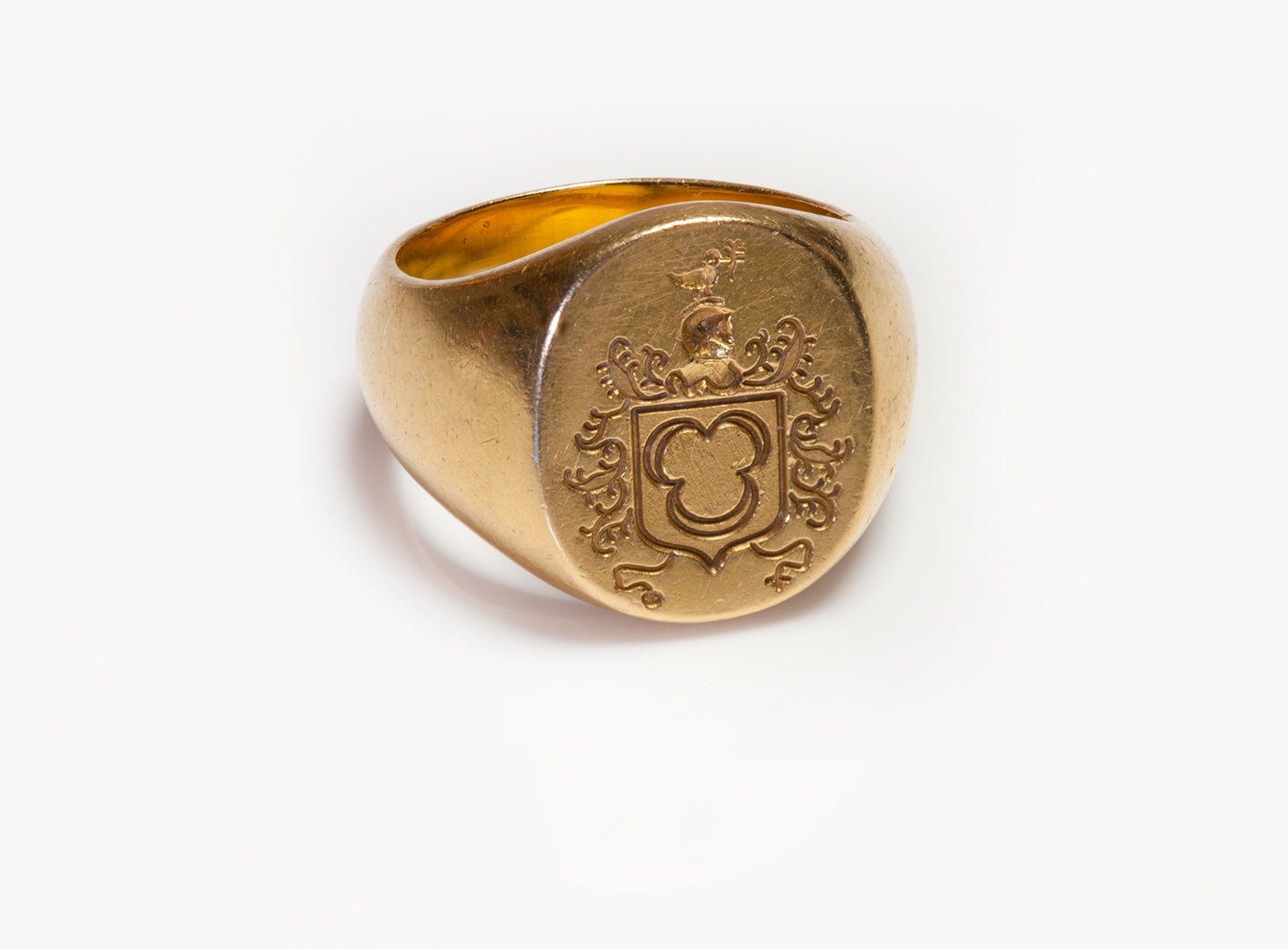 Antique 19K Yellow Gold Crest Men's Ring