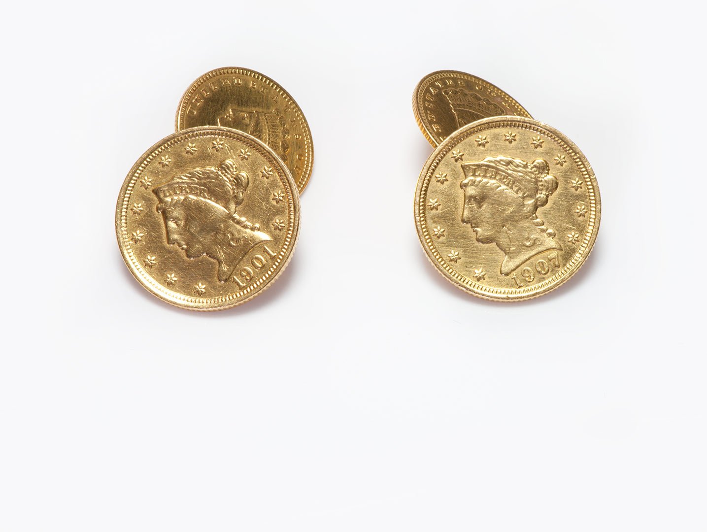 Antique 22K Yellow Gold Coin Cufflinks - DSF Antique Jewelry