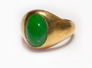 Antique 22K Yellow Gold GIA Jadeite Jade Men's Ring