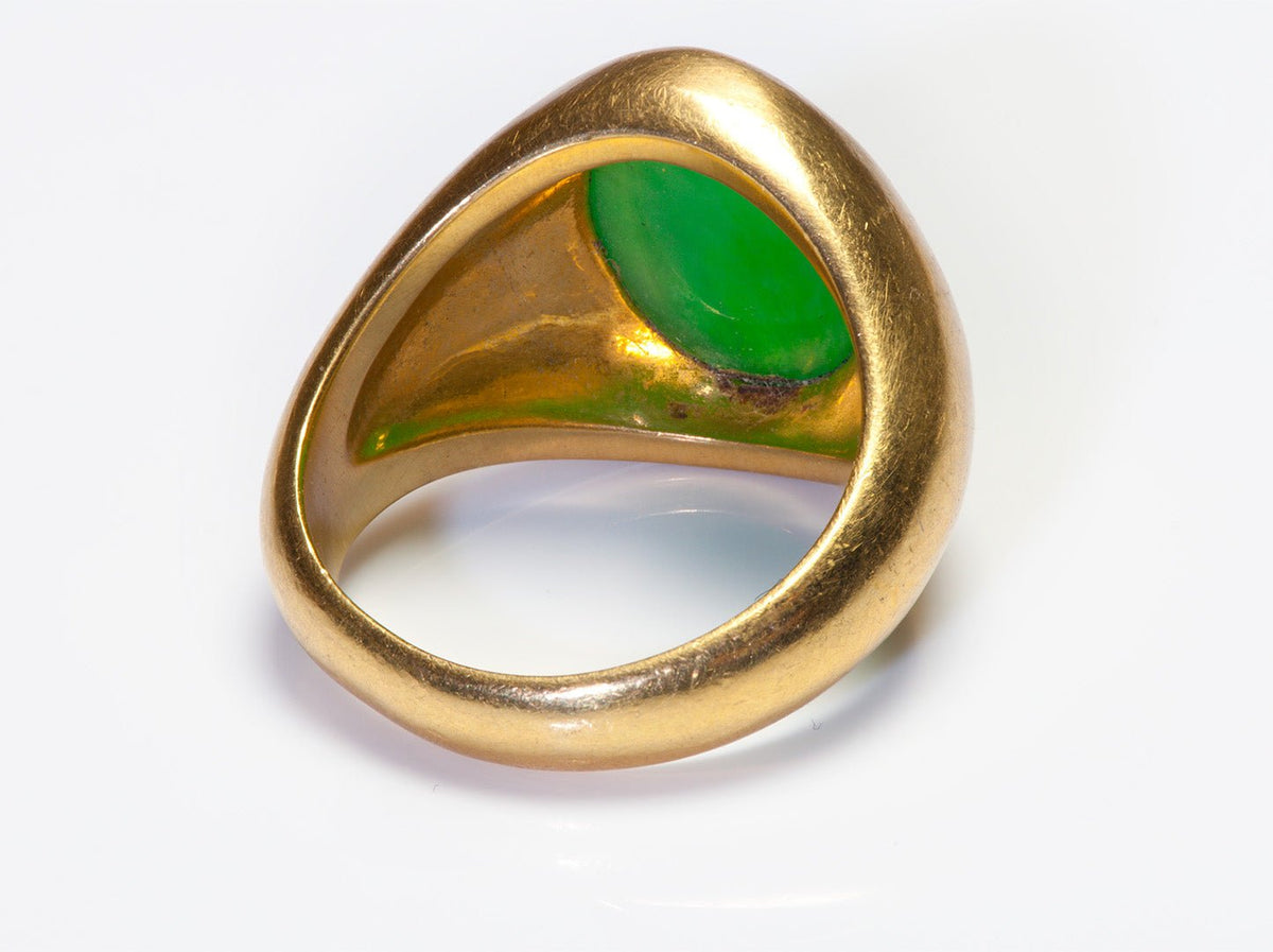 Antique 22K Yellow Gold GIA Jadeite Jade Men's Ring