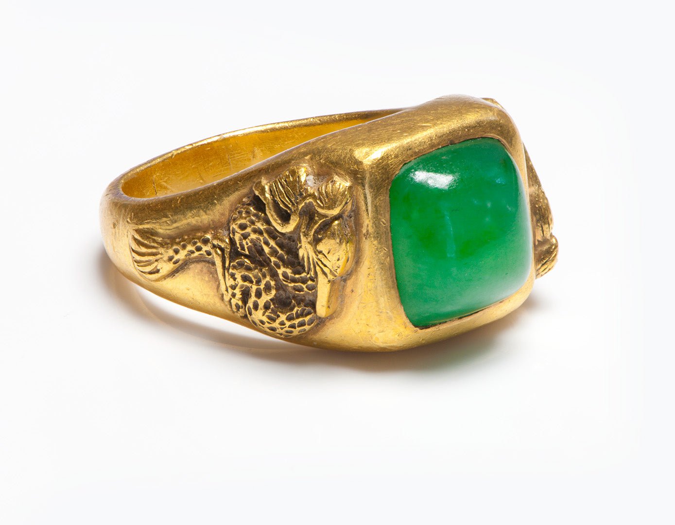 Antique 24K Gold GIA Jadeite Jade Men’s Ring