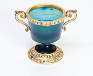 Antique Agate Gold Enamel Loving Cup