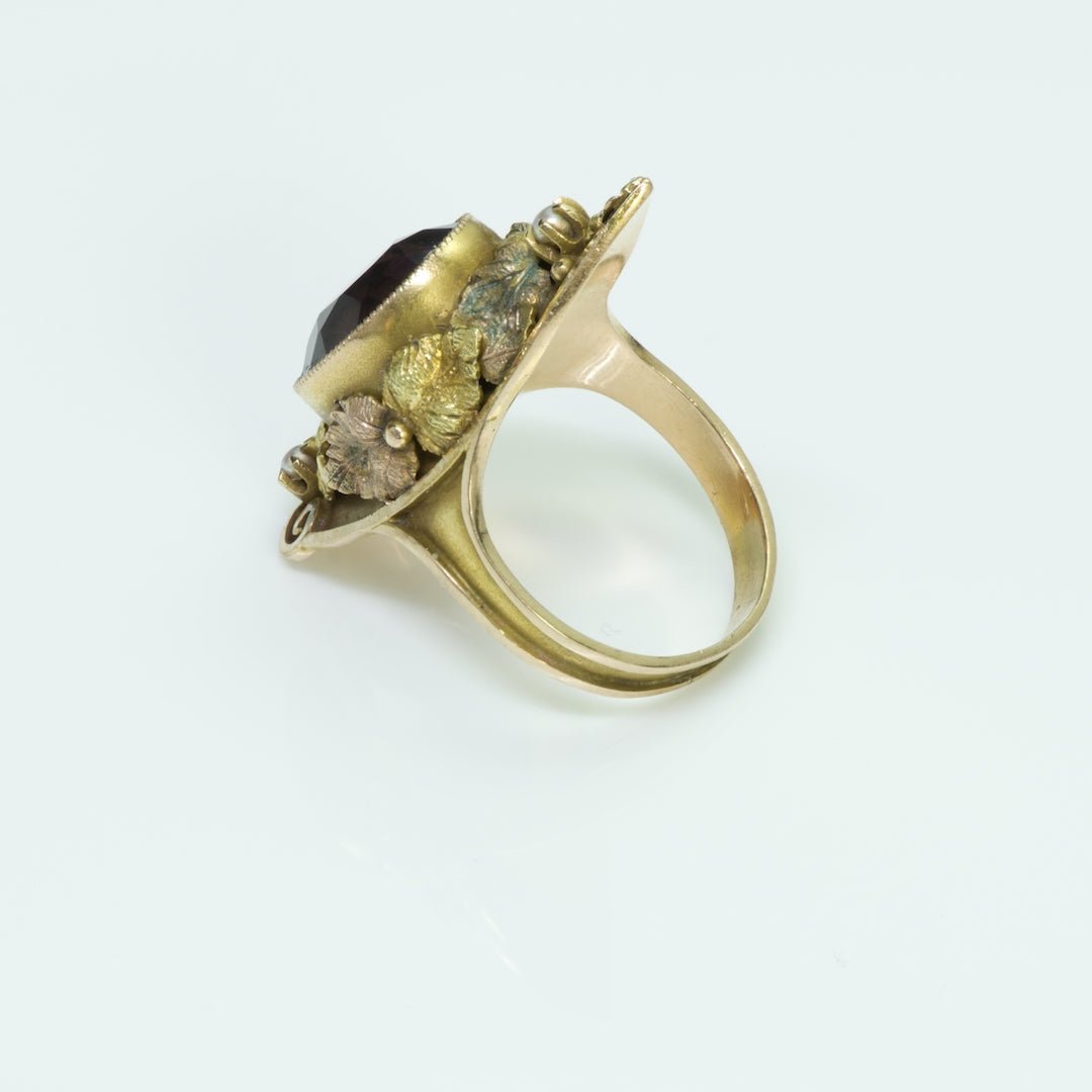 Antique Amethyst Pearl Gold Ring - DSF Antique Jewelry