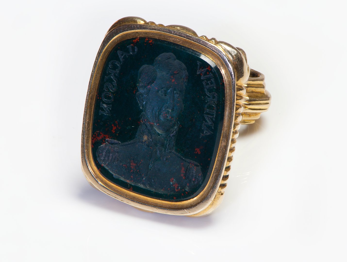 Antique Andrew Jackson Bloodstone Intaglio Gold Fob