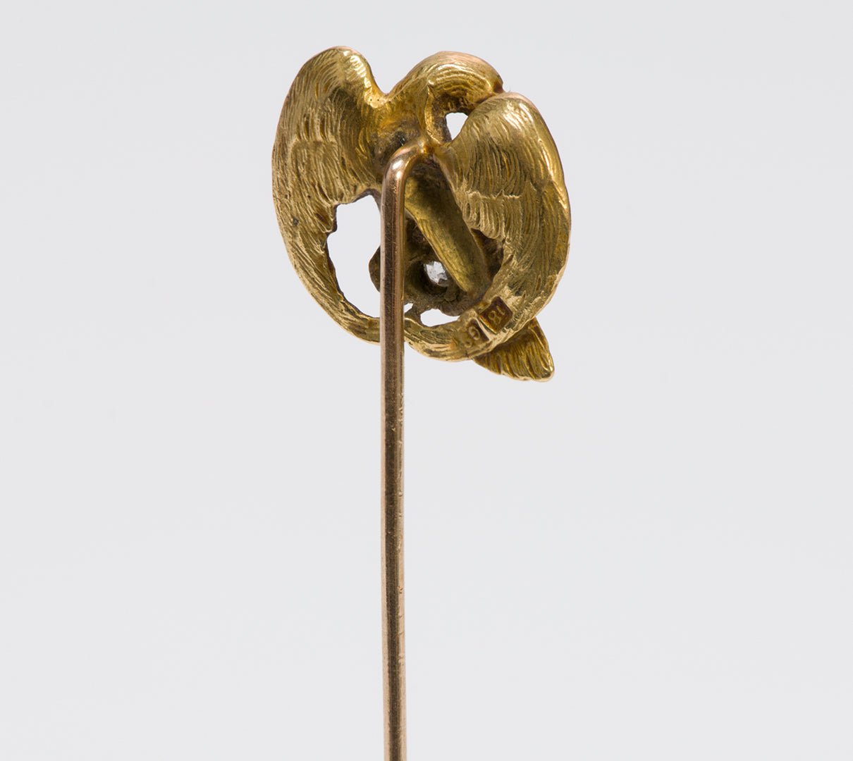 Antique Art Nouveau 18K Gold Diamond Eagle Stickpin