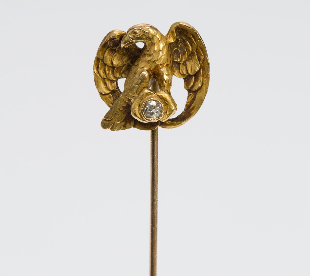Antique Art Nouveau 18K Gold Diamond Eagle Stickpin - DSF Antique Jewelry