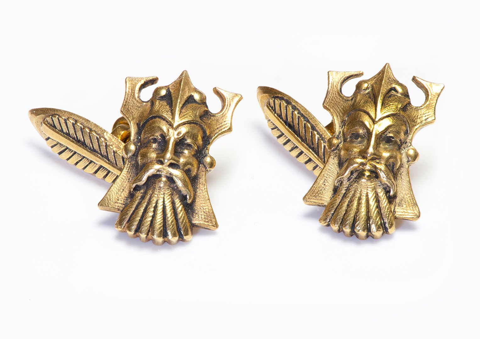 Antique Art Nouveau 18K Gold Viking Cufflinks - DSF Antique Jewelry