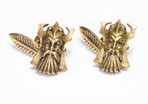 Antique Art Nouveau 18K Gold Viking Cufflinks