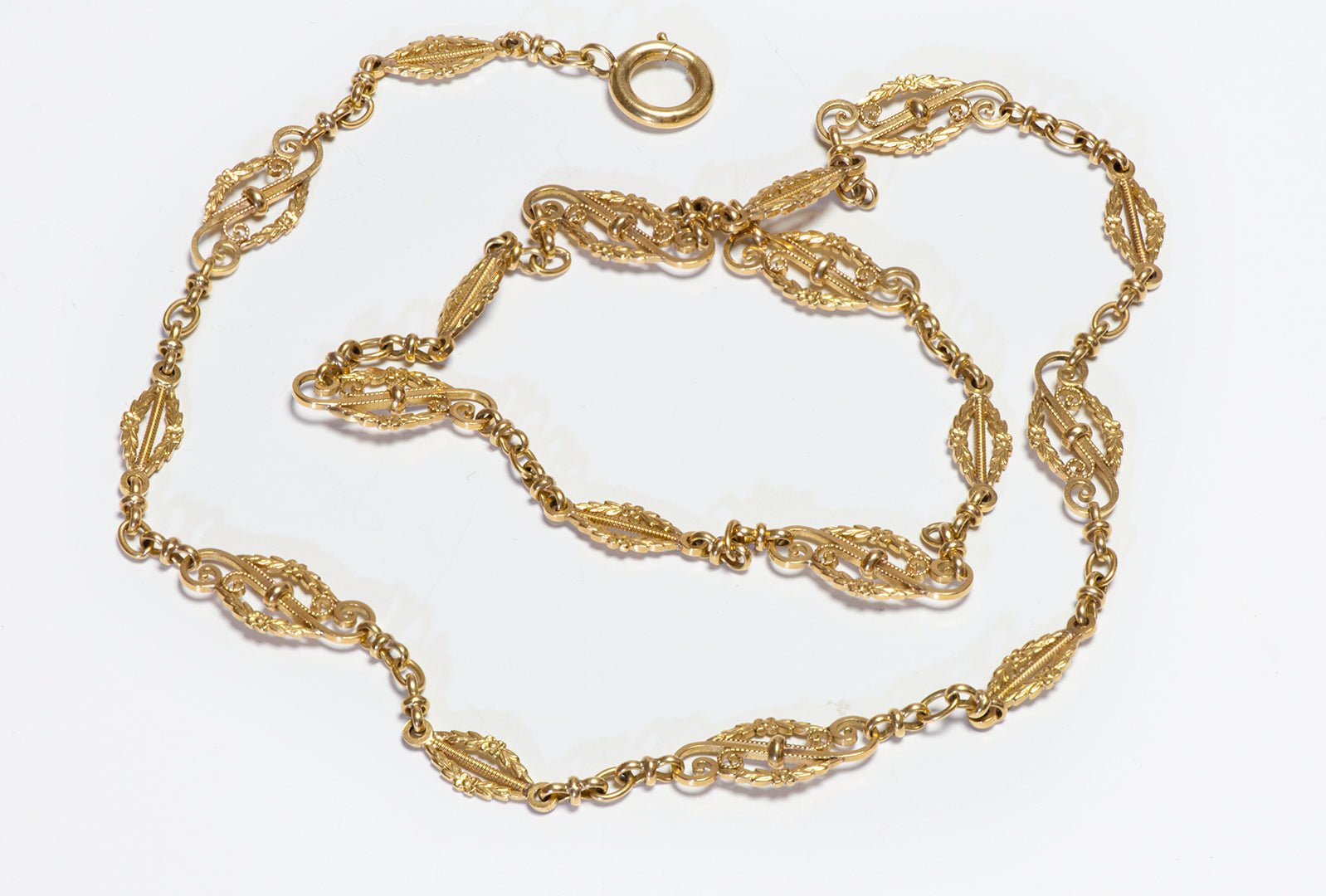 Antique Art Nouveau 18K Yellow Gold Chain Necklace