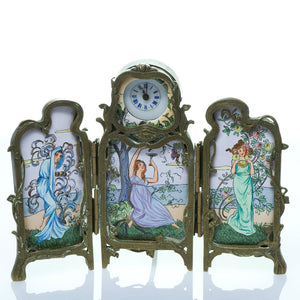 Antique Art Nouveau Enamel Clock