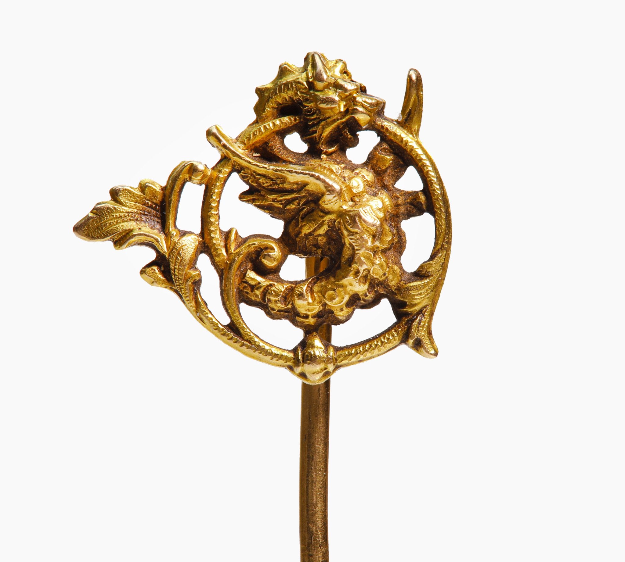Antique Art Nouveau French Gold Griffin Stick Pin