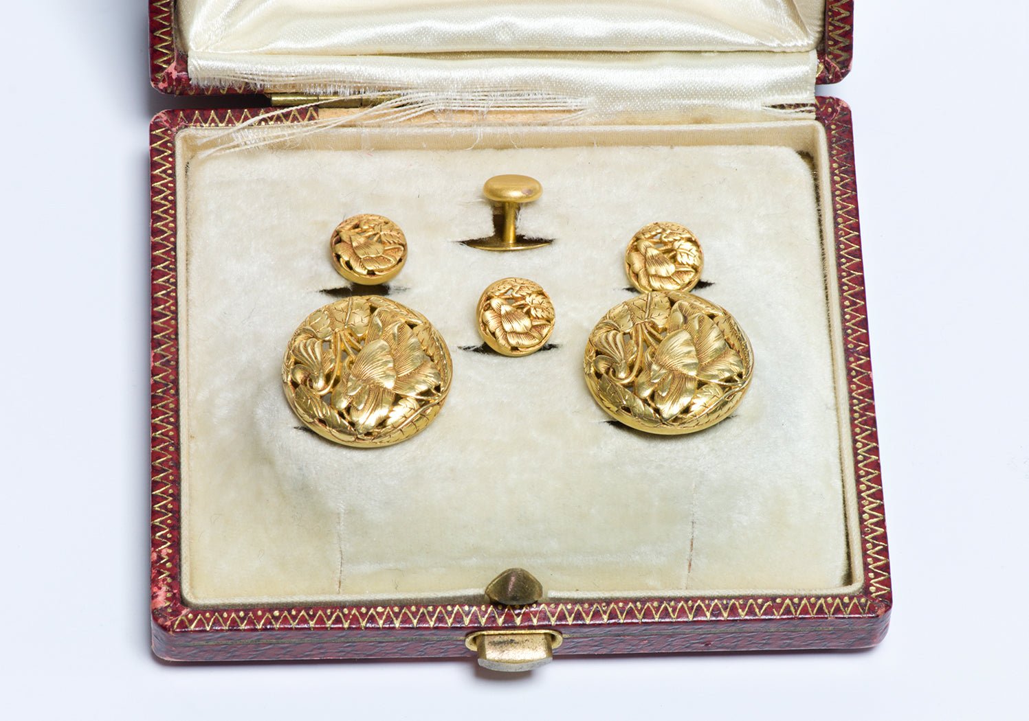Antique Art Nouveau Gold Cufflink & Stud Set - DSF Antique Jewelry