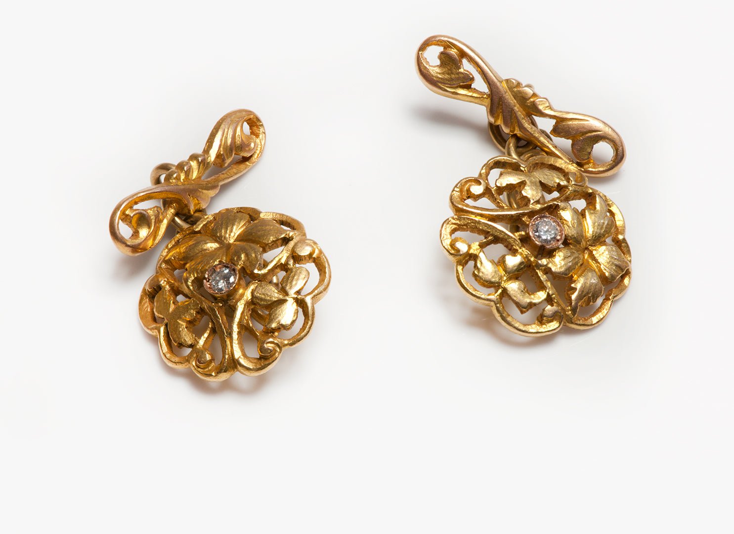 Antique Art Nouveau Gold Diamond Cufflinks